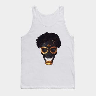 Black funny skull with roses Tank Top